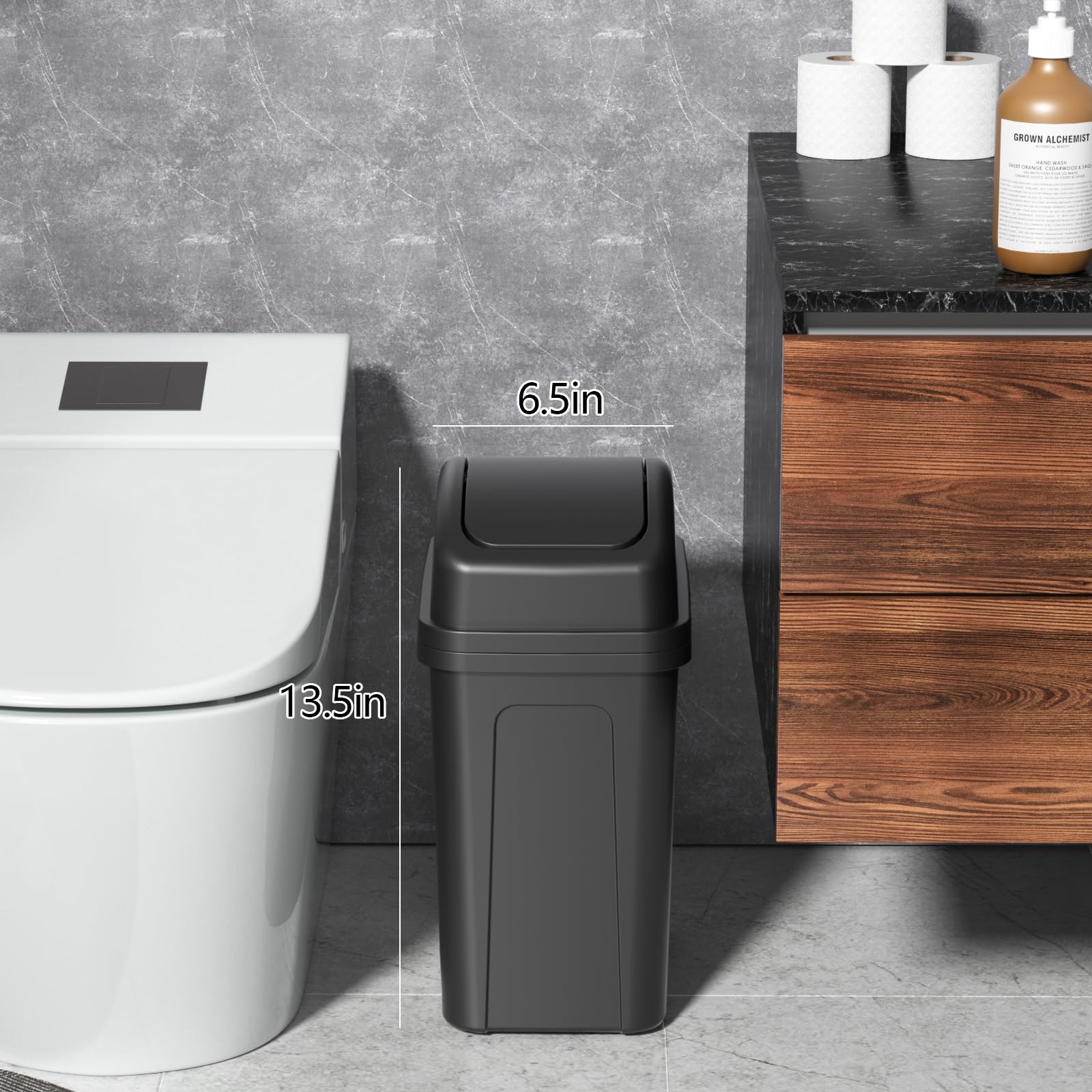 Zopnny 7 L Small Rubbish Bin, Trash Bin for Bathroom or Bedroom
