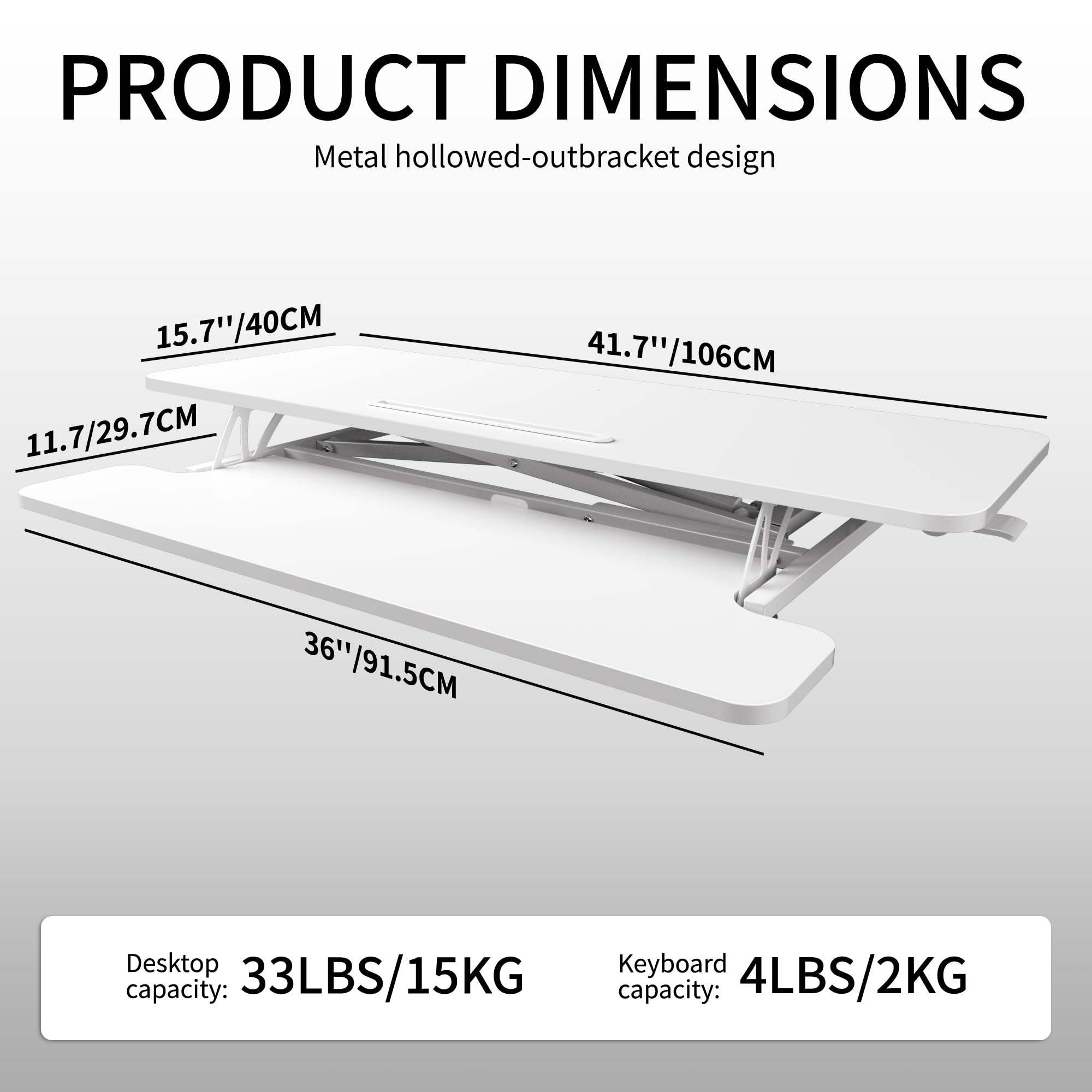 ERGOMAKER Standing Desk Converter, 42"/106cm, White
