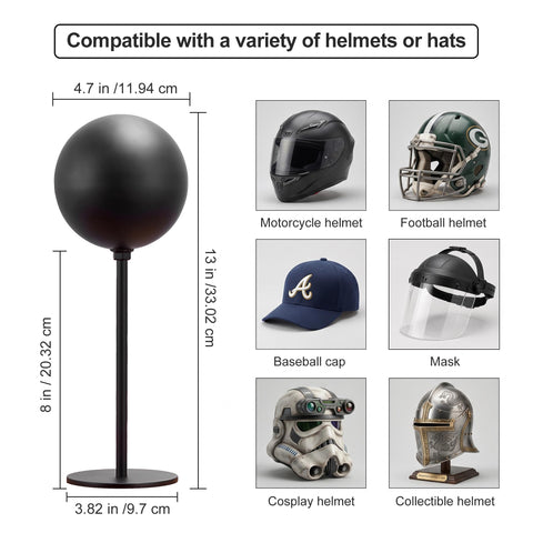 JOOM Freestanding Helmet Stand Metal Motorcycle Holder Rack Desktop Black