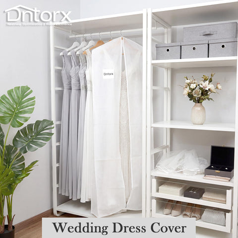 Dntorx Wedding Dress Bag 72In, Dress Bag Cover Long with 10In Gusset White