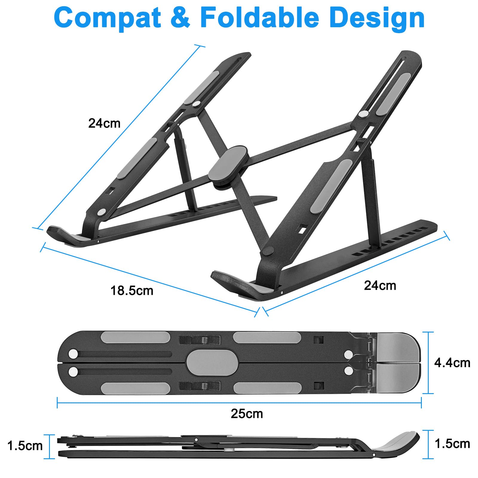 MECHEER Laptop Stand for Desk Adjustable, Folding Tablet Stand Aluminum Laptops Holder, Portable Laptop Riser for Desk