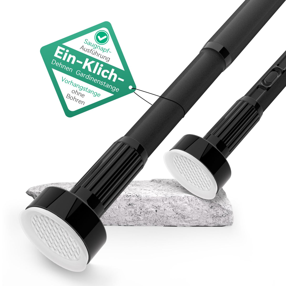 VECTO No Drill Curtain pole 340-430cm Heavy Duty Tension Rod Black 32mm