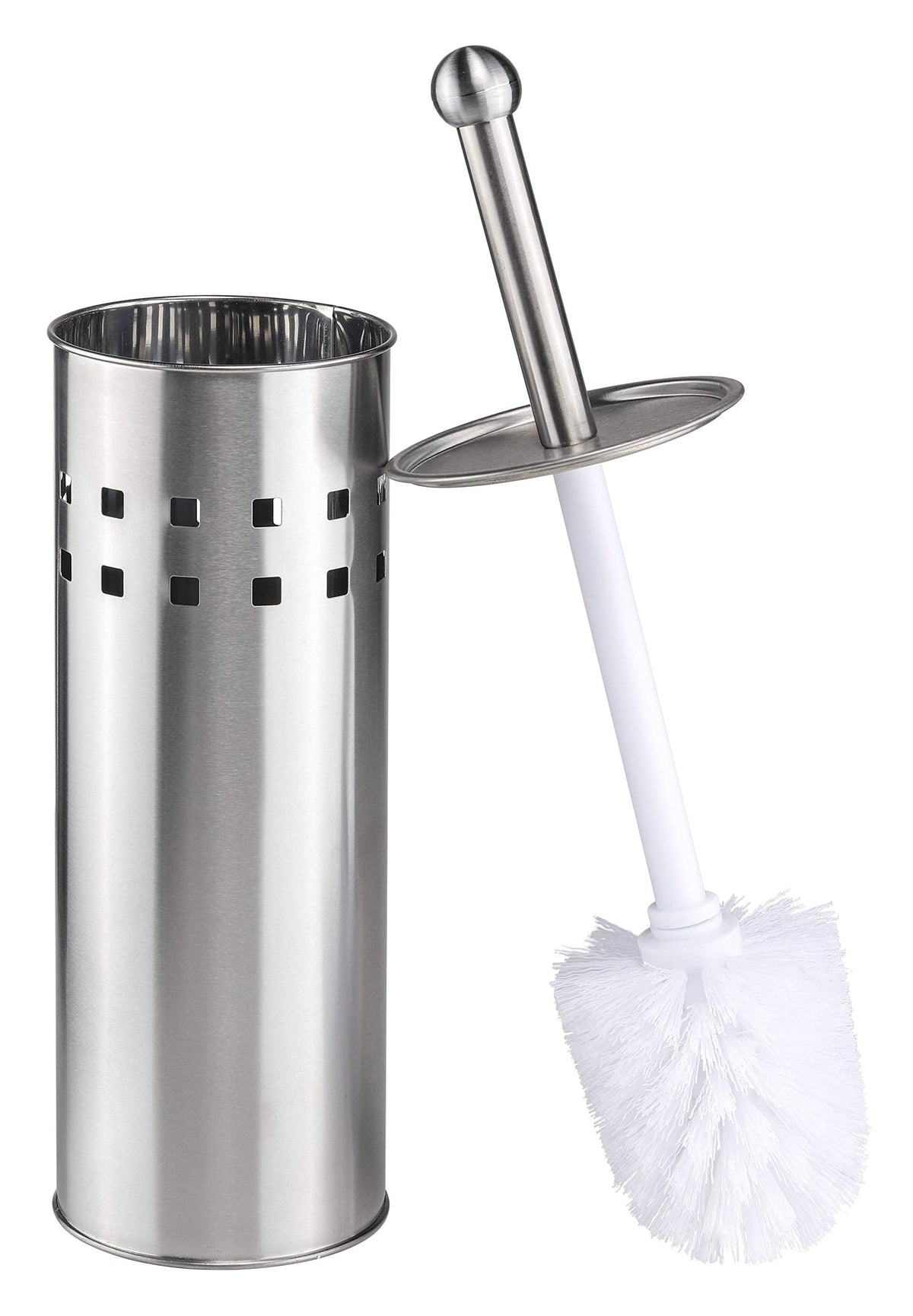 Bambelaa! Toilet brush with holder WC brush WC set WC brush holder stainless steel silver white