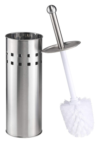 Bambelaa! Toilet brush with holder WC brush WC set WC brush holder stainless steel silver white
