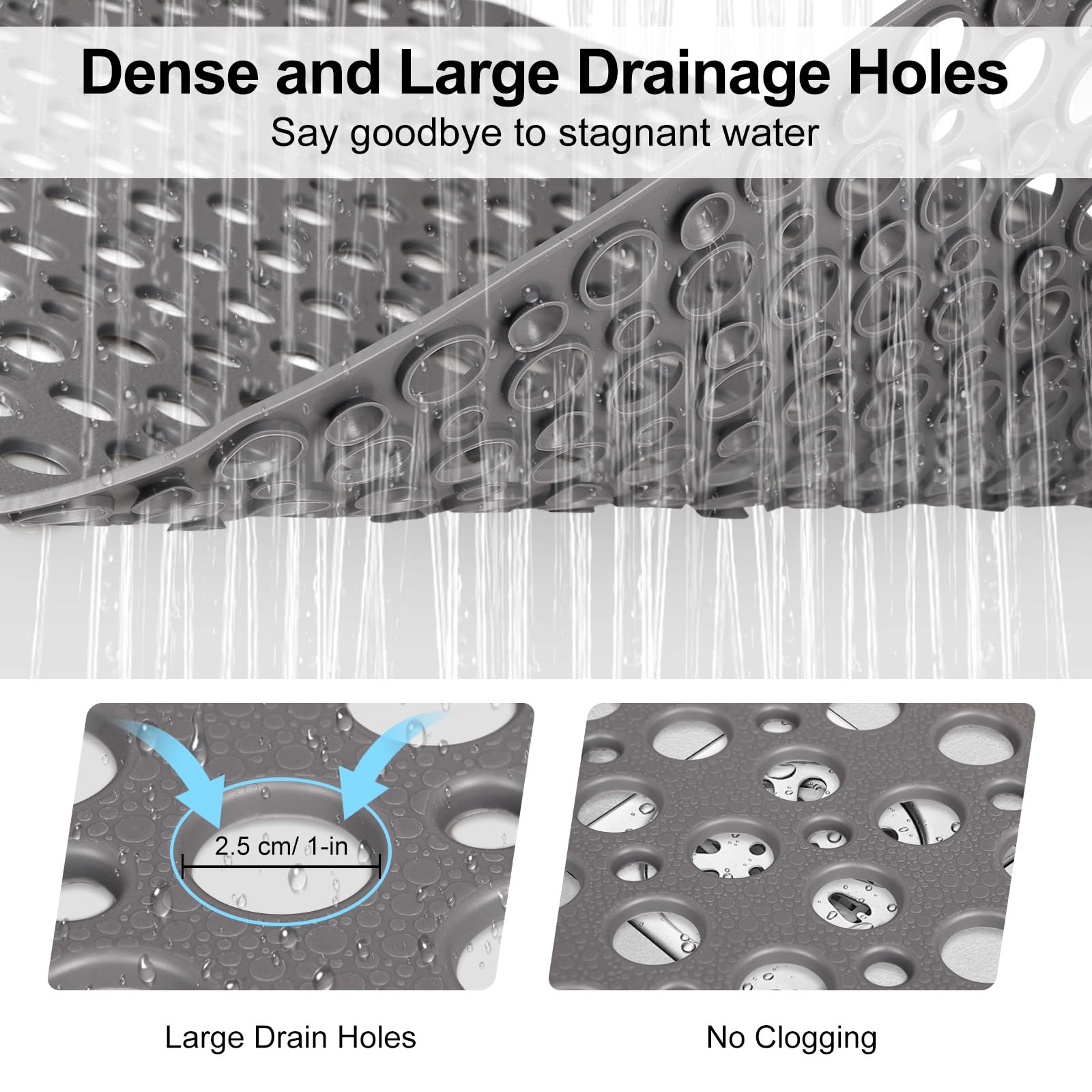 Shower Mat Non Slip Anti Mould: 60 x 90 cm Large Shower Mat for Inside Walk-in Shower Tray - Soft TPE Anti Slip Shower Mat for Bathroom Wet Floor