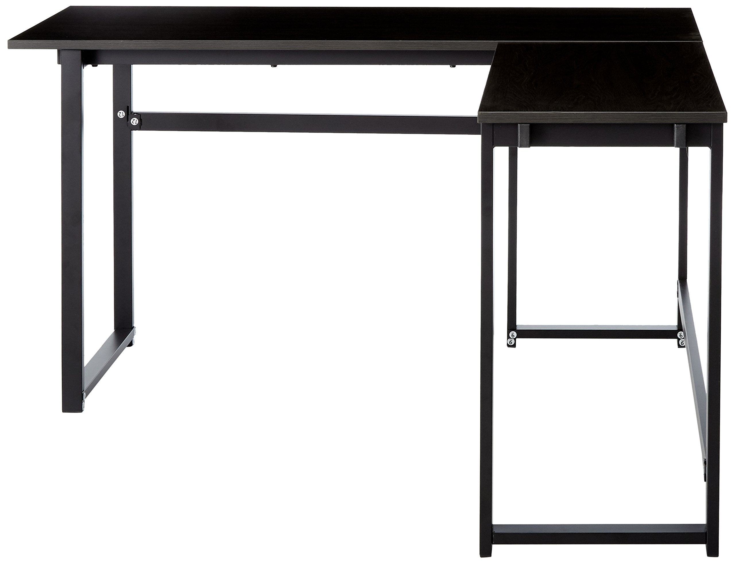 ZINUS Luke 135 cm Black Metal Corner Desk | L-Shaped Computer Desk | Office Desk | Easy, Bolt Free Assembly