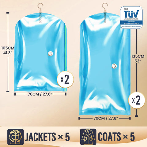 TAILI Hanging Vacuum Storage Bags, Vacuum Storage Bags for Coats, 4 Combo