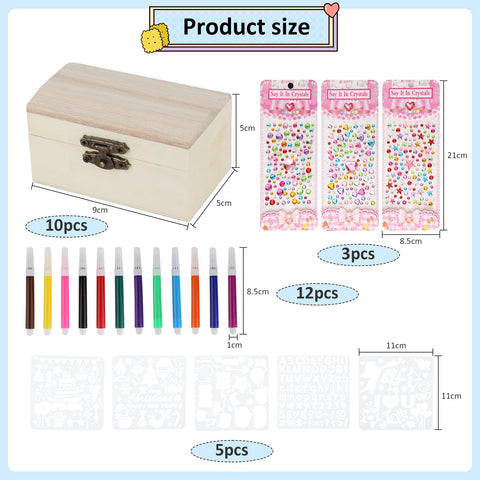 lahnao 10 Pieces Wooden Box with Lid, Mini Wooden Box With Hinged Lid, 5x5x9cm Small Wooden Box for Children's Birthday Parties