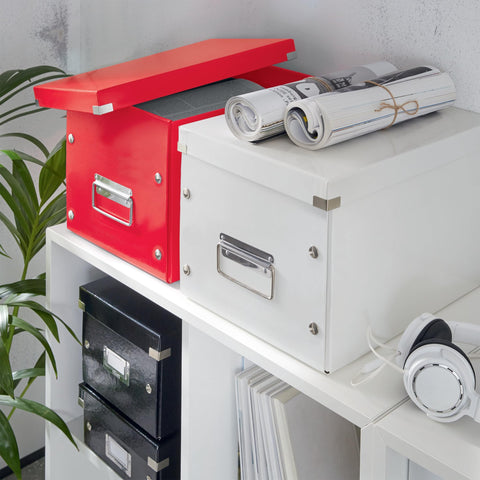 Leitz WOW Large Storage Box, Click and Store Range, Large Cube Storage Box, Red, 61080026