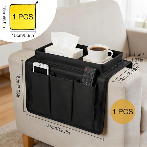 Sofa Arm Tray, Waterproof Sofa Arm Chair Table Tray, Sofa Armrest Organizer, Sofa Arm Caddy for Drinks with Yellow Rag