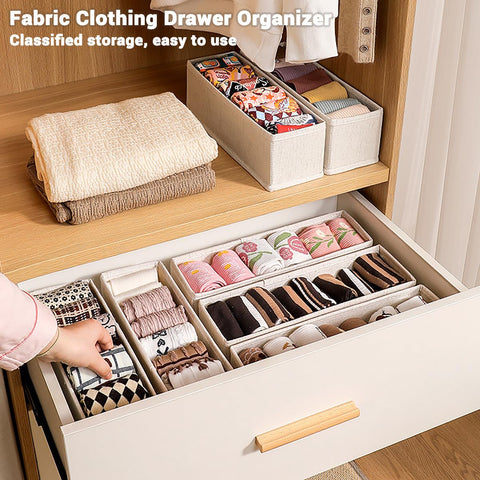 MURRI&MURRDI Mini Foldable Clothes Drawer Divider 6 Pack, Fabric Underwear Drawer Organizer, Small Wardrobe Sock Box
