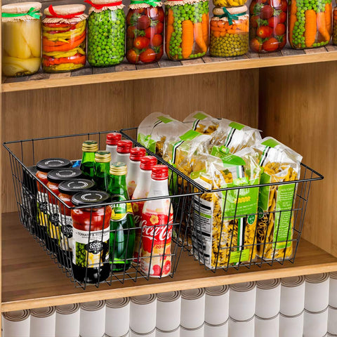 SANNO Wire Storage Baskets Freezer Baskets Farmhouse Organizer Storage Containers Large Organizer Containers for Storage, Office, Bathroom