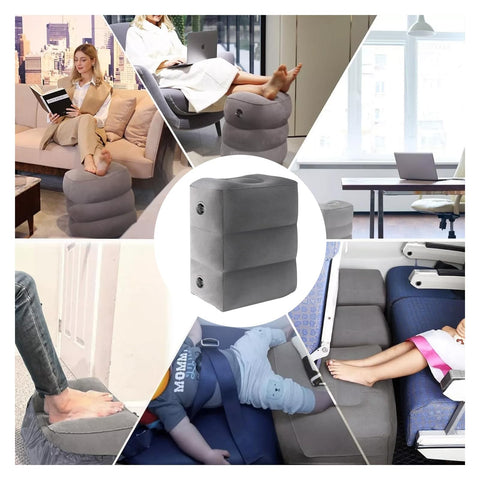 Inflatable Foot Rest Pillow, Airplane Travel Pillow, Multifunctional Adjustable 3 Layers Height Foot Rest
