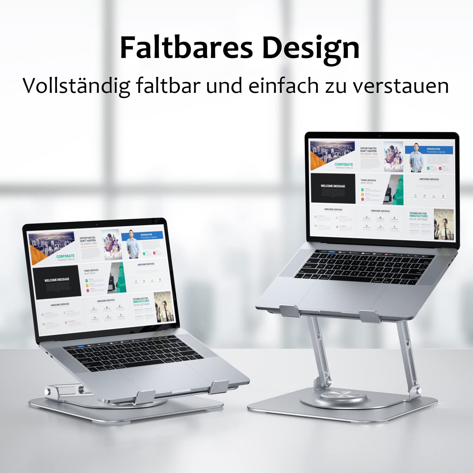 JOYEKY Laptop Stand, Foldable & Portable, Aluminium, Height-Adjustable, Compatible with Laptops 10-16 Inches