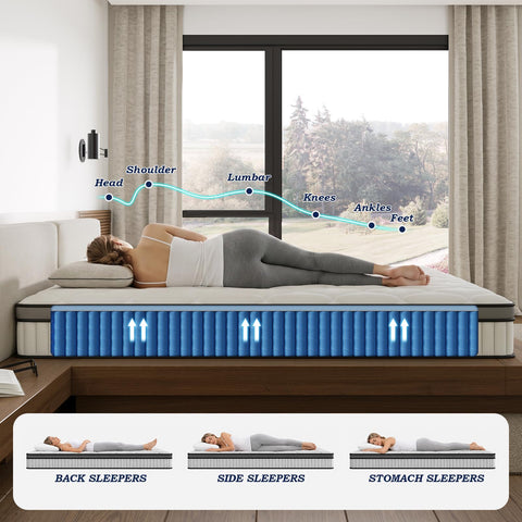 BedStory 4FT Small Double Mattress - 120x190x25cm, 10 Inch Hybrid Mattress with Foam & Individually Pocket Spring for Pressure Relief & Motion