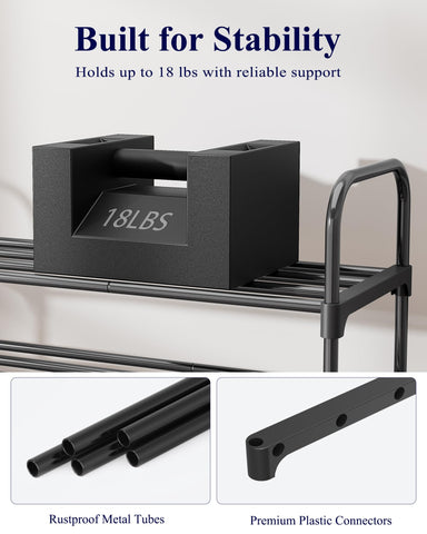 Kitsure Space-Saving Shoe Rack, 71.1cm-3 Tiers, Black