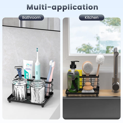 Luxspire Toothbrush Holders for Bathroom, Stainless Steel, 3 Slots, Black
