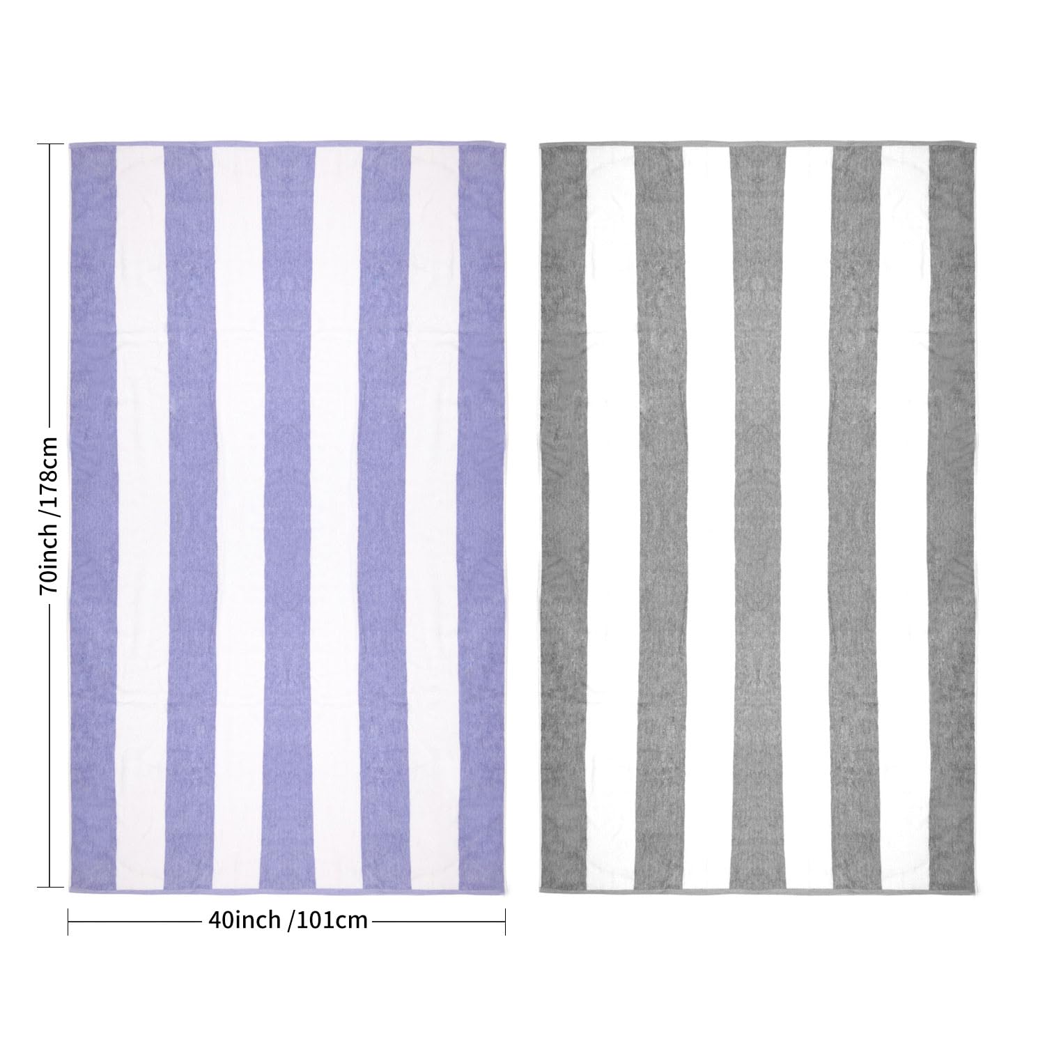 CLOWOOD Surfwaii Plush Oversized Beach Towel - Bamboo Cotton 40 x 72 Inch Large Thick Blue Striped Cabana Pool Swimming Towel