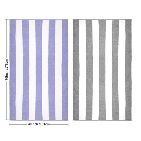 CLOWOOD Surfwaii Plush Oversized Beach Towel - Bamboo Cotton 40 x 72 Inch Large Thick Blue Striped Cabana Pool Swimming Towel