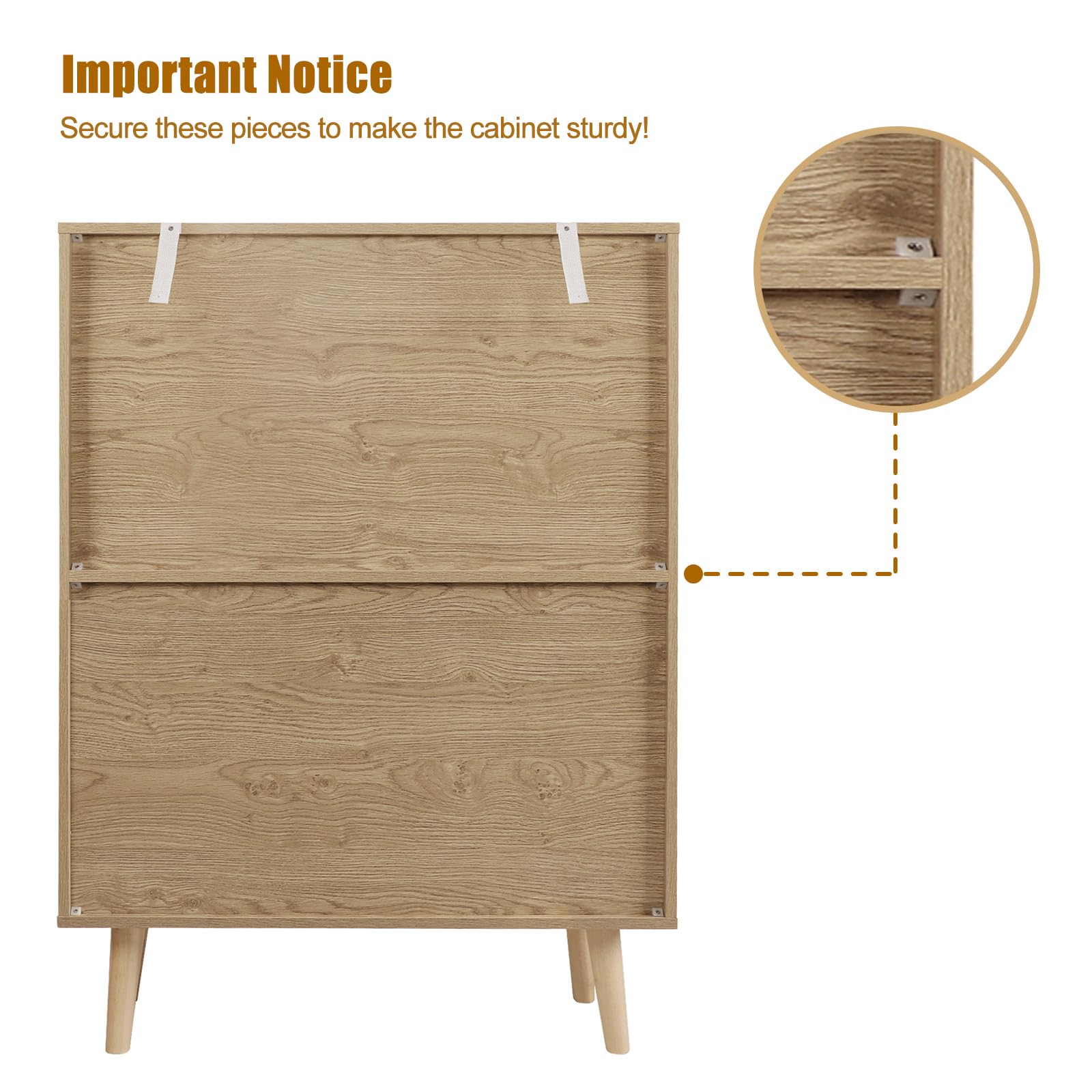 Yvsevnr Rattan Sideboard Cabinet with 2 Doors, Kitchen Storage Cupboard with Adjustable Shelves for Living Room Hallway Entryway
