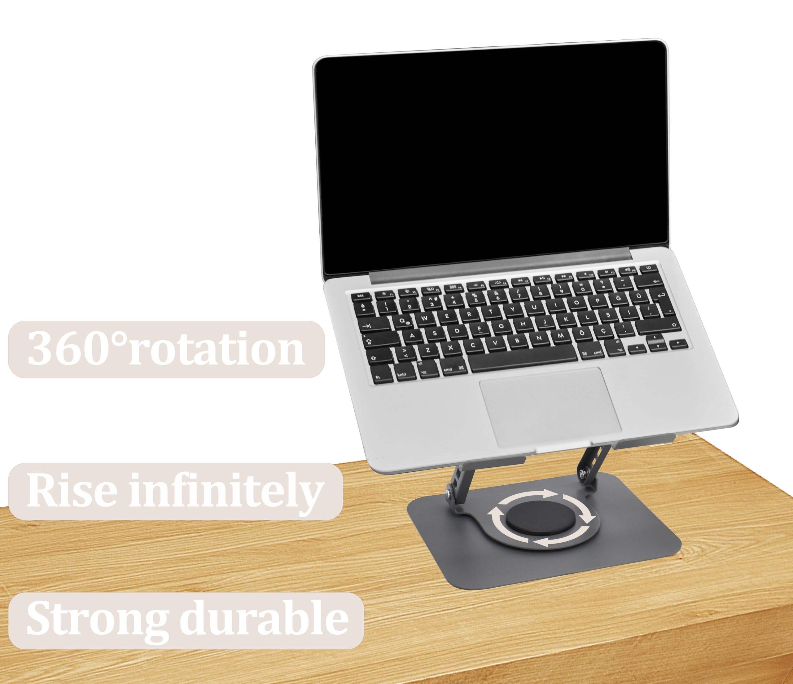 Fit4Less Laptop Stand Ergonomic Design, Adjustable Angel and Height, Foldable fits for laptops, notebooks up to 17.3 Inch (Grey)