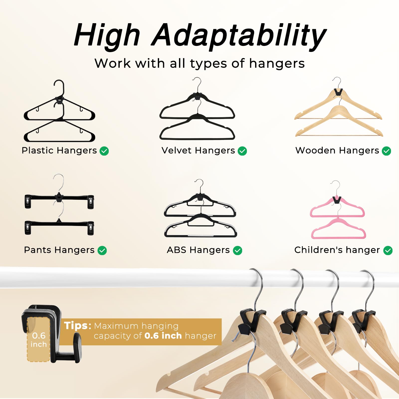 House Day Space Saving Hanger Hooks 60 Pack, Black Clothes Hanger Connector Hooks, Heavy Duty Hanger Hooks Space Saver