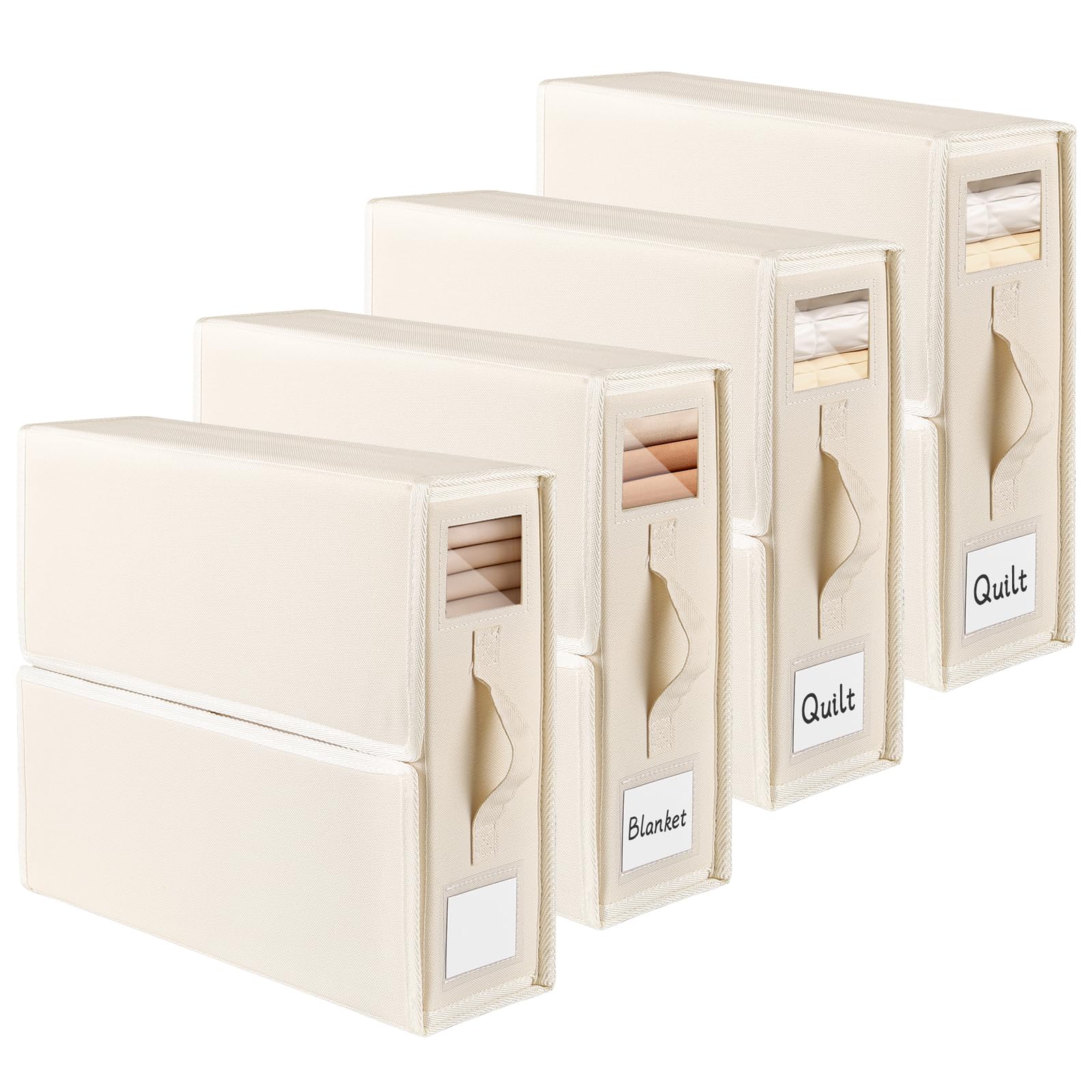 JAECU 4PCS Bed Sheet Organiser Folding Storage, Linen Underbed Storage Box
