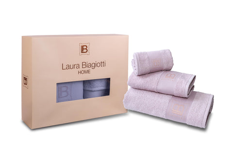 hermet Laura Biagiotti 3-Piece Bath Towel Set, Plain 100% Cotton Towel, Bath Towel + Guest Towel