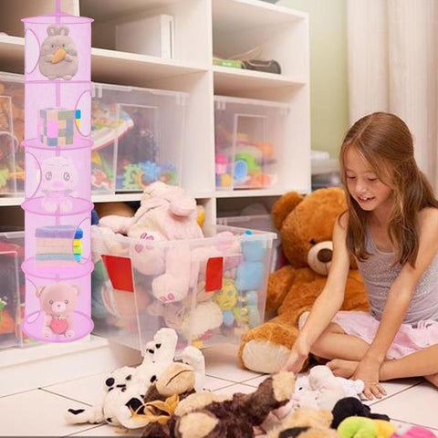 ZYETGH 5 Tier Hanging Mesh Storage Basket, 2 PCS Hanging Teddy Storage Net Foldable Soft Toy Storage Hanging Mesh Basket for Cuddly Toys Clothes