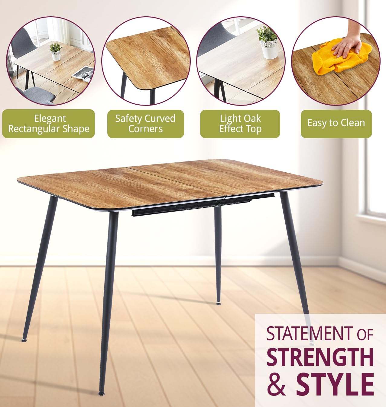 Hallowood Furniture Cullompton Large Extendable Dining Table, 120-180cm Top