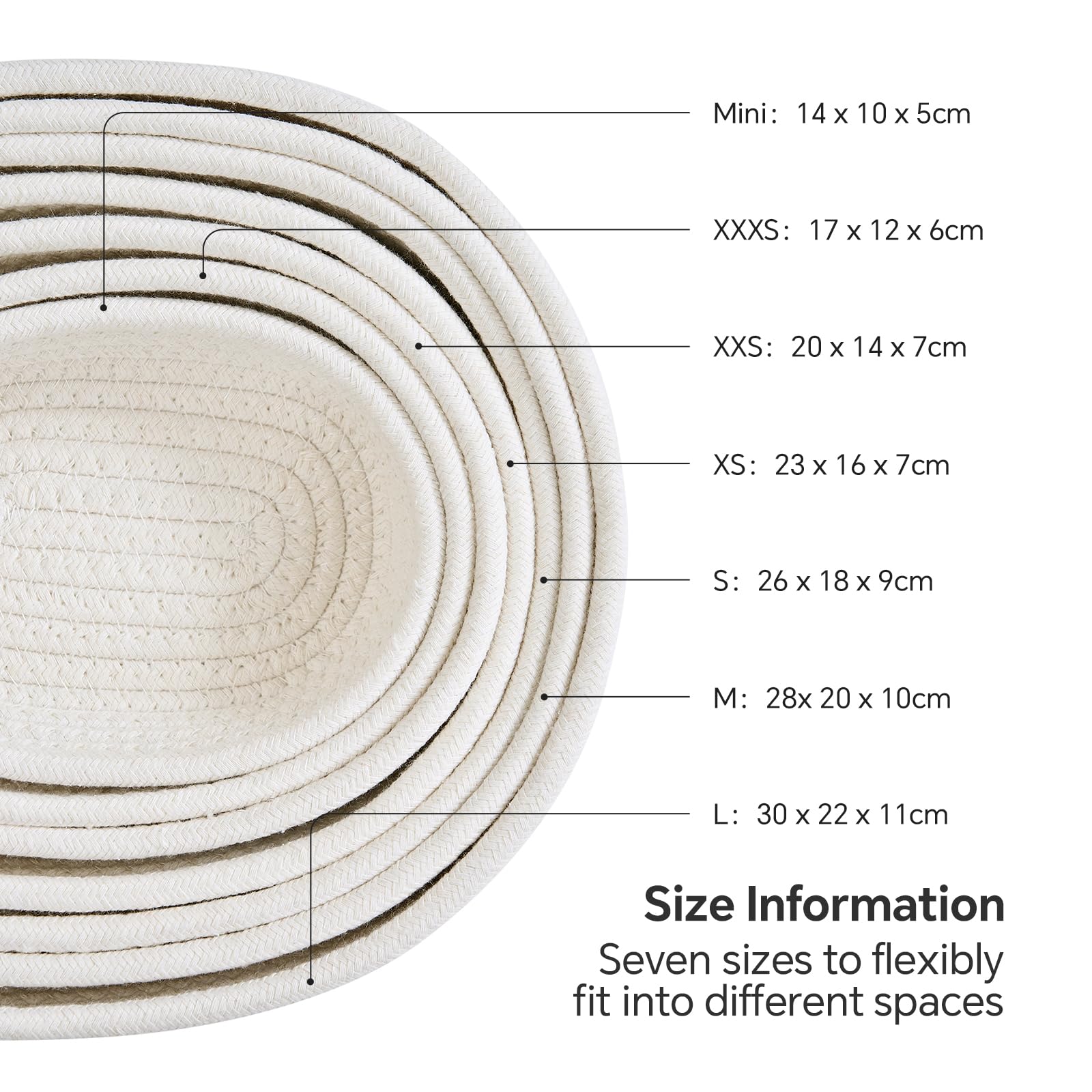 MANGATA Small Cotton Rope Woven Storage Baskets, Hamper Baskets for Gifts Empty, Decorative Storage Boxes for Shelf, Drawer, Towel, Toy, No Crease