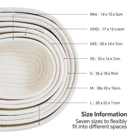 MANGATA Small Cotton Rope Woven Storage Baskets, Hamper Baskets for Gifts Empty, Decorative Storage Boxes for Shelf, Drawer, Towel, Toy, No Crease