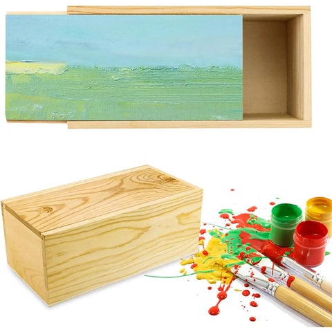 Anktily 2 Pack Unfinished Wood Storage Box with Slide Lid, Blank Natural Wood Box Case Container for Jewellery, DIY Arts & Crafts Hobbies (20x10x8cm)