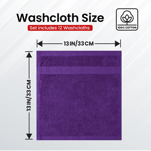 Infinitee Xclusives 100% Cotton Luxury Wash Cloths for Showering - 12 Pack