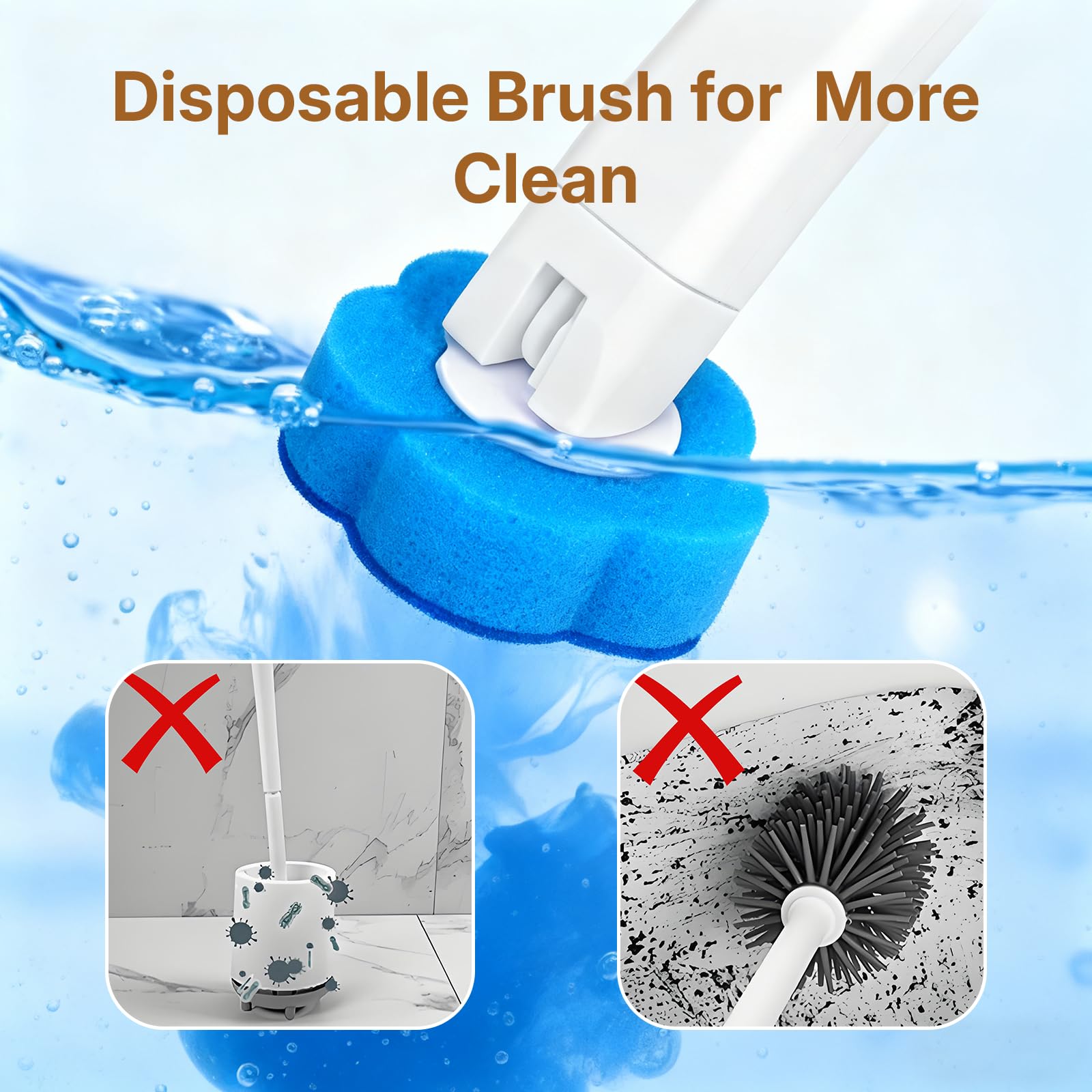 OWLKELA Disposable Toilet Brush with Holders, 48 Refills 1 Pack