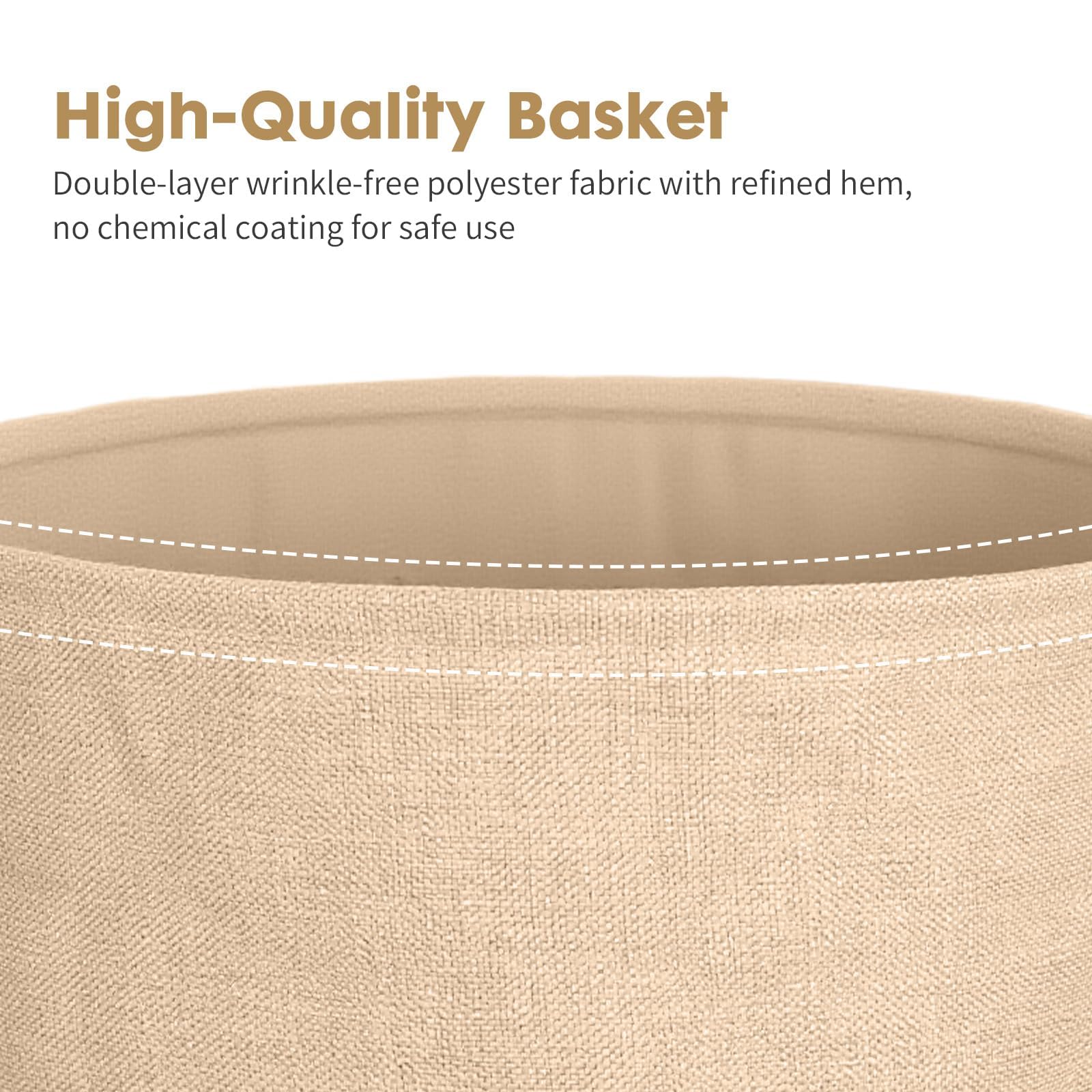 Rinkgarden Round Side Table with Fabric Basket, Modern and Sturdy, Metal End Table for Living Room, Bedroom, Bedside Table, Nursery
