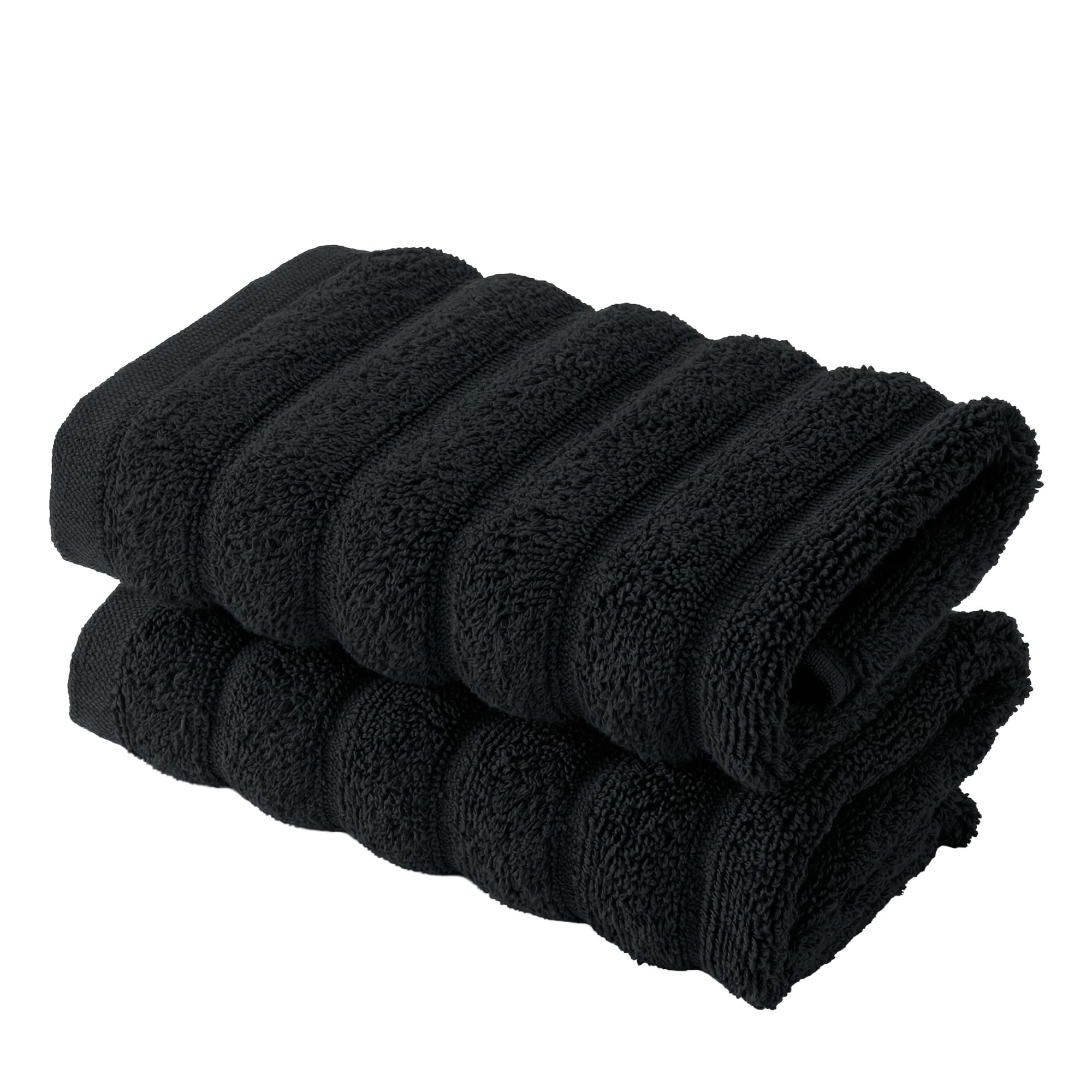 BERIBO Cloud Turkish Towel Set 100% Cotton 620gsm (Black, 2 Face Flannels)