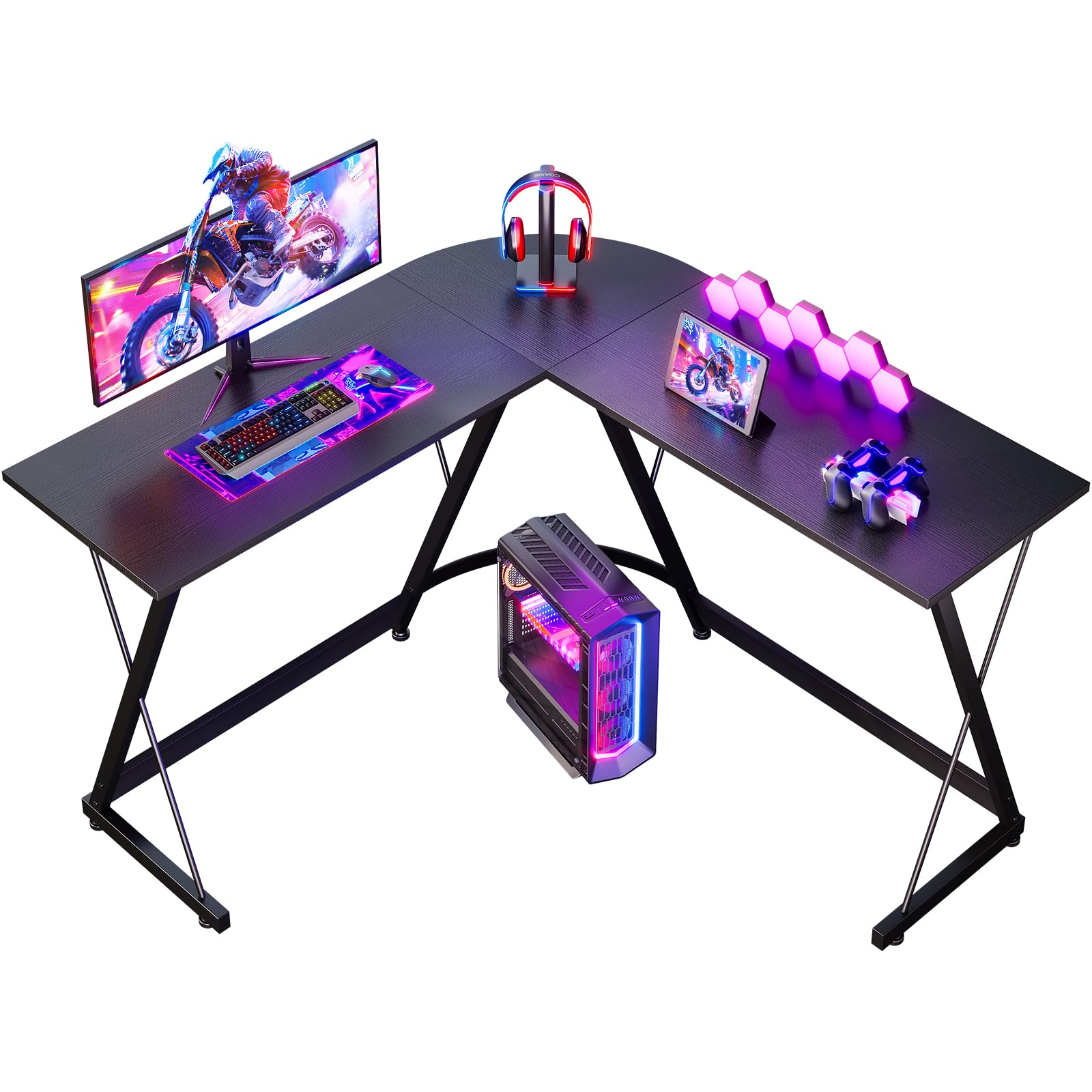 ODK L Shaped Gaming Desk,120×120 cm, Black