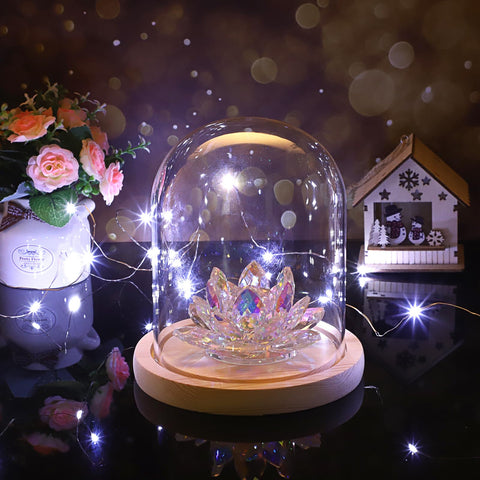 SUMNACON Glass Display Cloche Dome with Solid Wooden Base, 11.4*15cm