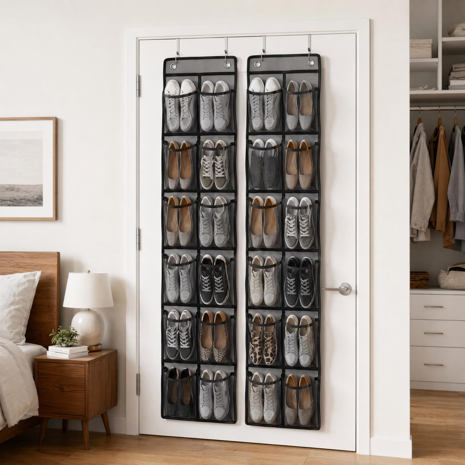 Zirax 2 Pack Grey Over Door Shoe Storage Organizer,145x30cm