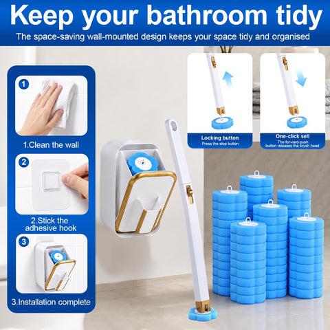 Disposable Toilet Brush, Toilet Wand Kit with 80 Refills and Storage Box