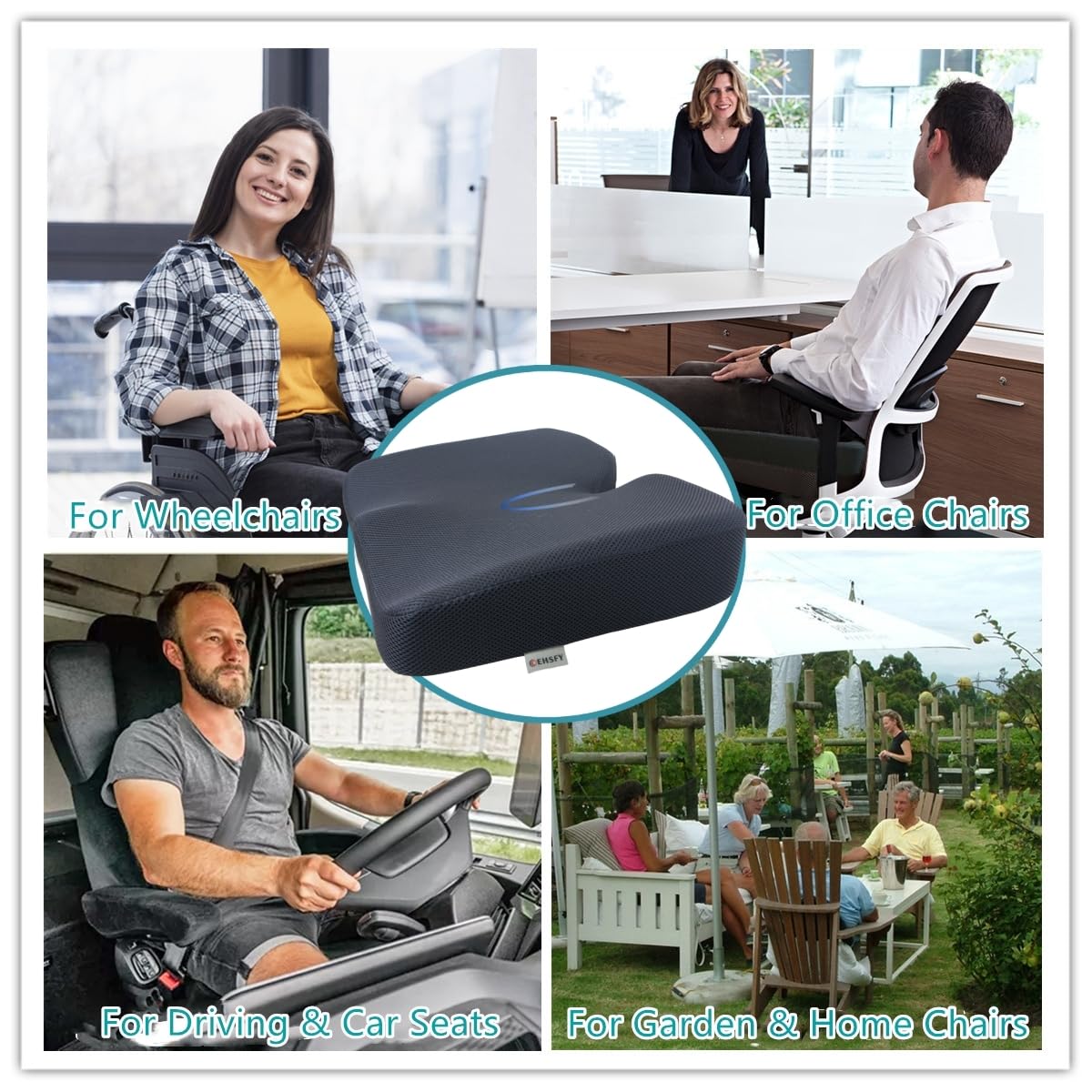 COEHSFY Coccyx Memory Foam Seat Cushion Ergonomic Booster Seat Pad