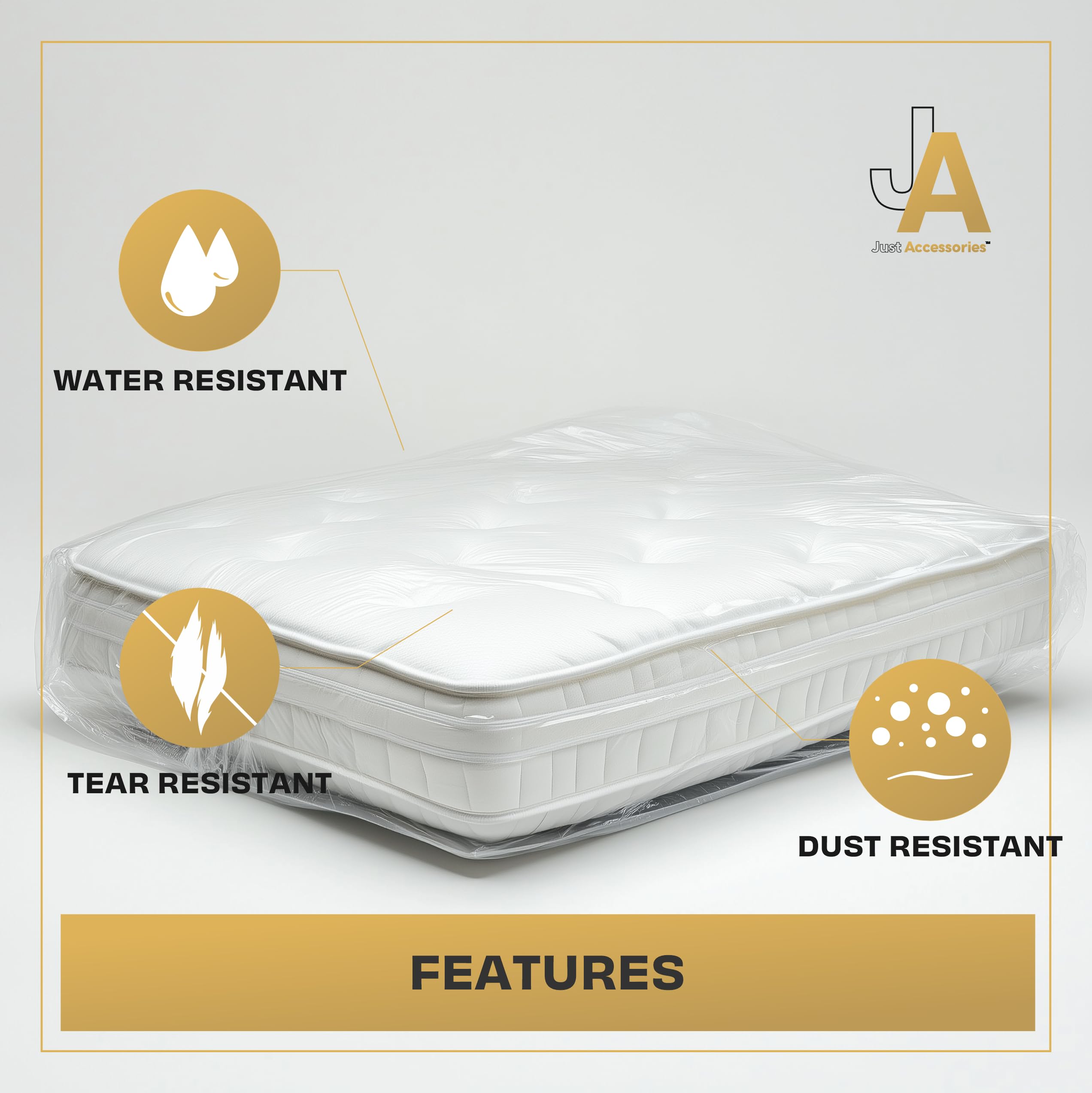 Just Accessories® Heavy Duty Mattress Bag For Storage Moving Removal Mattress Polythene Protector Cover (4ft 6" Double 4'6" Mattress Bag)