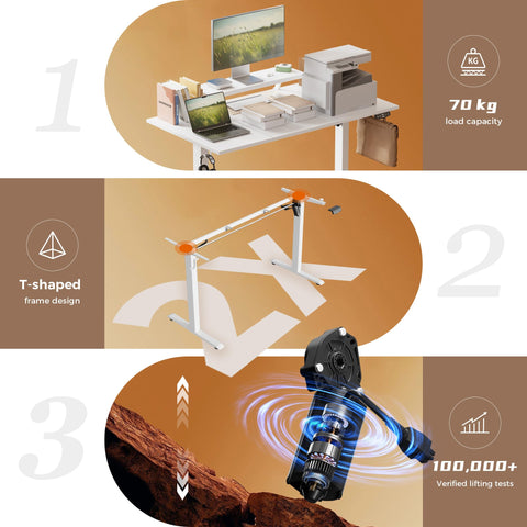Klicelor Eletric Height Adjustable Desk, Movable Monitorstand, 120x60cm