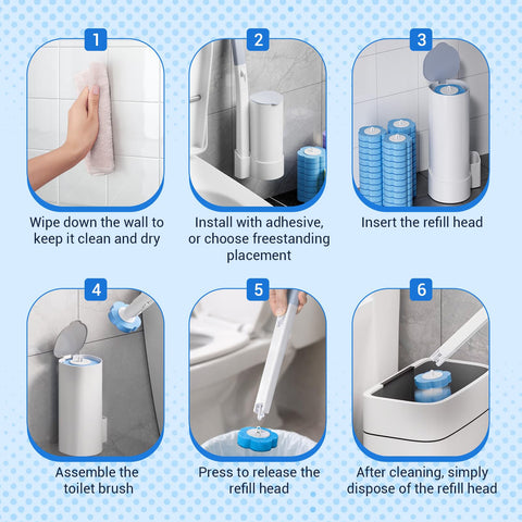 zxevg Disposable Toilet Brush & Holder Set with 48 Refills (1)