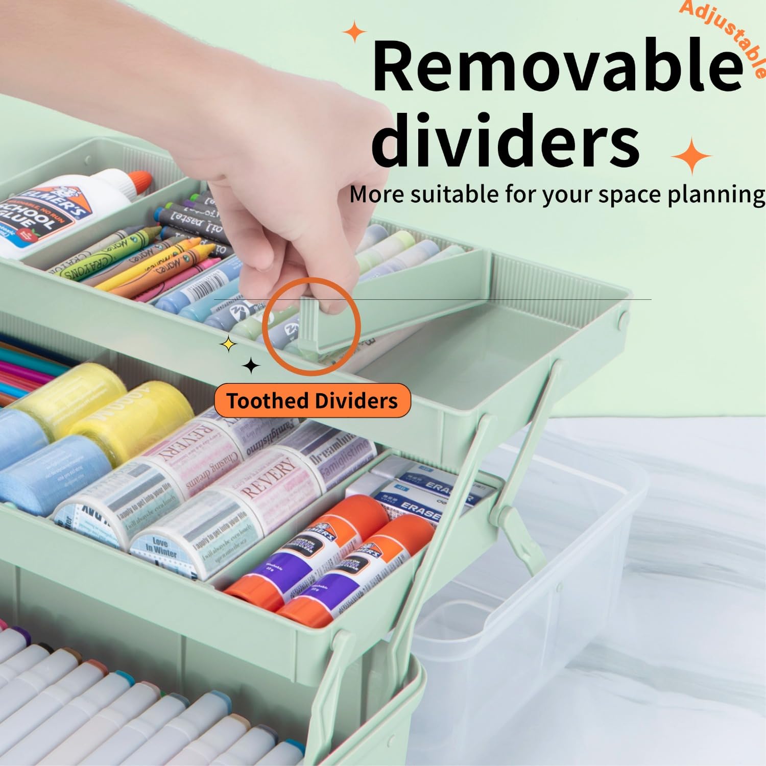 Creahaus 12.5in 3 Layer Multipurpose Storage Box/Craft Storage Boxes With Compartments/Plastic Tool Box/Medicine Storage/Hair Accessories