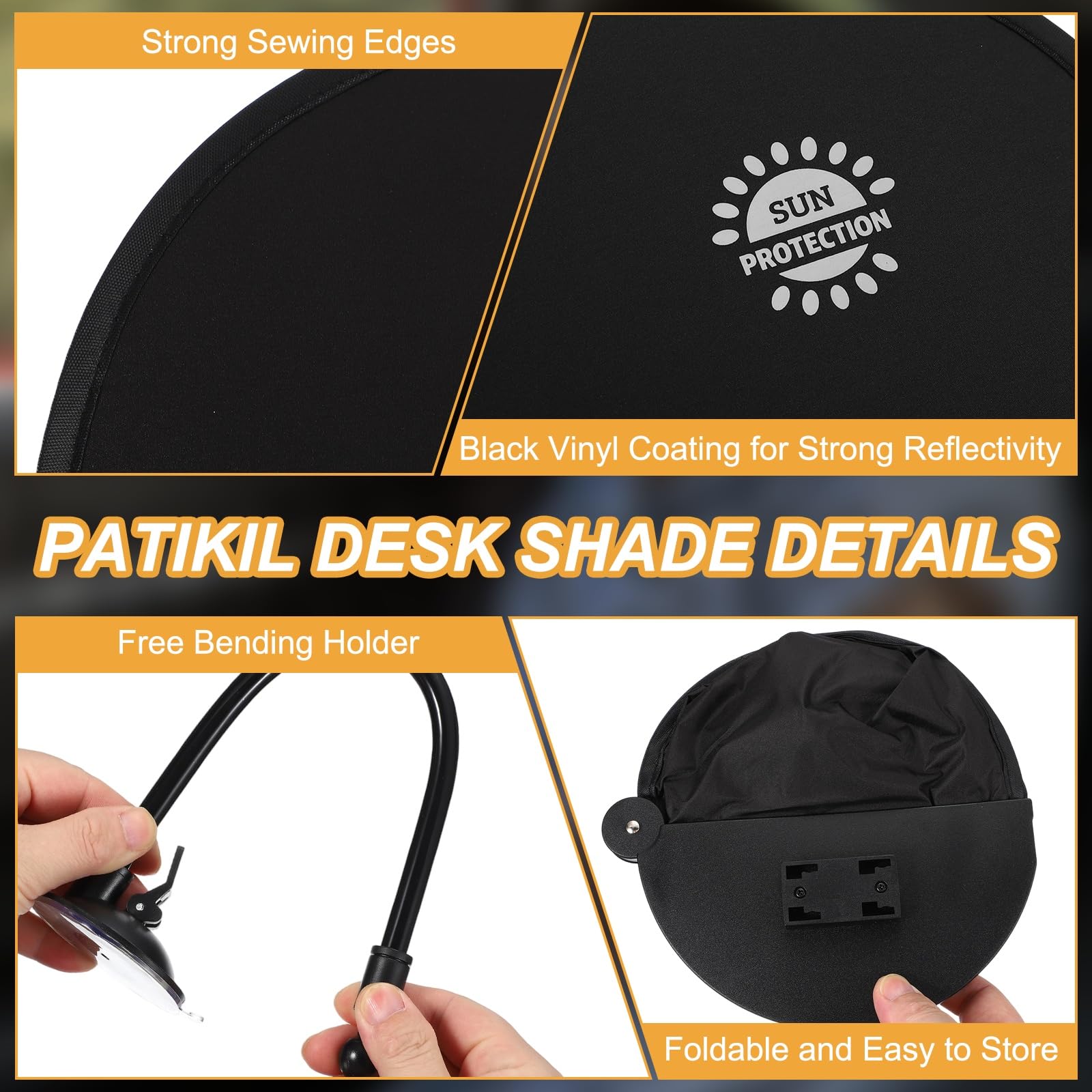 PATIKIL 2Pcs Desk Shade, 22.8" Adjustable Cubicle Shade with Suction Cup and Clip Portable Foldable Cubicle Light Shield for Block Overhead Light