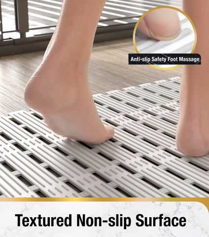 HITSLAM Light Grey TPE Bath Mat, 68x40cm, Non Slip Bathtub Mat