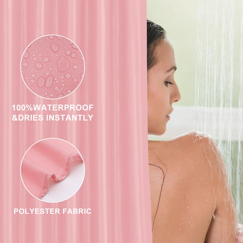 LUKDUNG 180 x 220 cm Polyester Textile Shower Curtain Anti-Mould for Bathroom, Curtain for Bathtub Shower Made of Fabric Waterproof Washable Shower