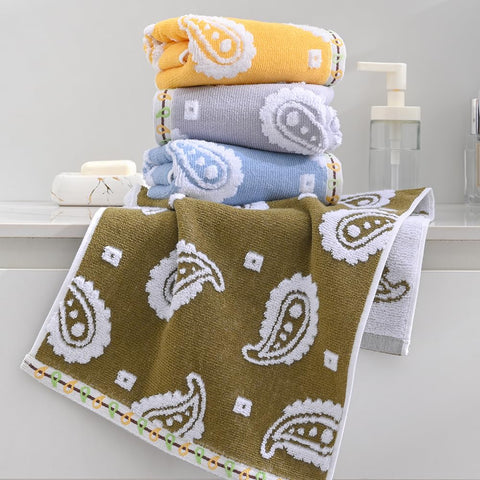 sense gnosis Grey Hand Towel Set of 2 Super Soft 100% Cotton Absorbent Paisley Pattren Jacquard Double-Faced Bath Hand Towels for Bathroom Home